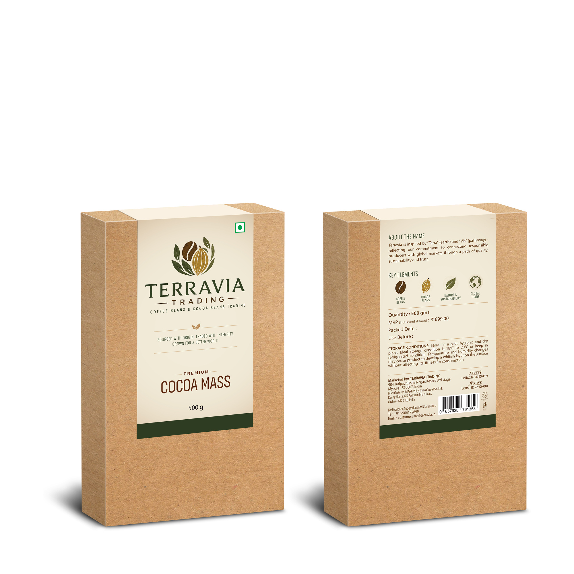 Terravia cocoa mass packaging